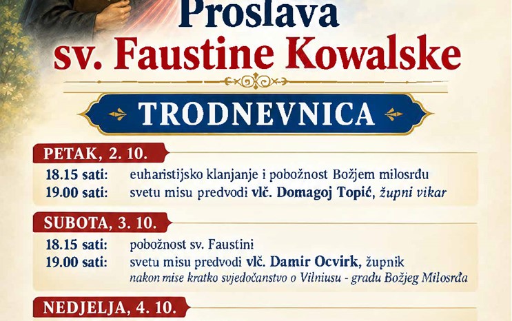 Proslava spomendana sv. Faustine Kowalske u Župi sv. Josipa 